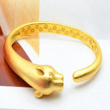 Leopard Animal Head Bangle Yellow Filled Cuff Bracelet
