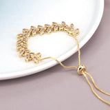 Leaf Charm CZ Crystal Bracelets for Women