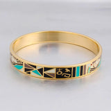 Geometry Enamel Charms Bangles for Women Stainless Steel Bracelets