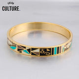 Geometry Enamel Charms Bangles for Women Stainless Steel Bracelets