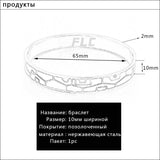 Geometry Enamel Charms Bangles for Women Stainless Steel Bracelets