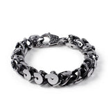 Vintage Skeleton Round Chain Bracelet Men Metal Stainless Steel Heavy Bangles