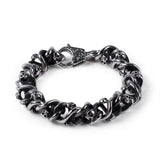 Vintage Skeleton Round Chain Bracelet Men Metal Stainless Steel Heavy Bangles