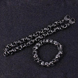 Vintage Skeleton Round Chain Bracelet Men Metal Stainless Steel Heavy Bangles