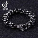Vintage Skeleton Round Chain Bracelet Men Metal Stainless Steel Heavy Bangles