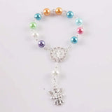 10 PCS Colorful Glass Pearl Rosary Bracelet Children's Communion Baptism Favors