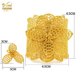 Dubai Adjustable Bangle With Ring For Women African Arabic Charm Plated Bracelet