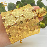 Dubai 24K Plated Bracelets For Women Moroccan Cuff Bracelet Charm Jewelry
