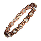 Copper Magnetic Bangle Bracelet with Rhinestone Crystal for Women