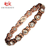 Copper Magnetic Bangle Bracelet with Rhinestone Crystal for Women