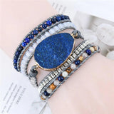 Boho Beaded Leather Wrap Bracelet Mix Stones Weaving Statement