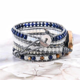 Boho Beaded Leather Wrap Bracelet Mix Stones Weaving Statement