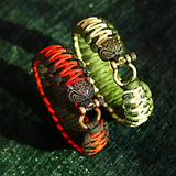 Wolf Head Beads Charm Bracelets for Men Punk Red Thread Bracelet