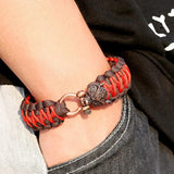 Wolf Head Beads Charm Bracelets for Men Punk Red Thread Bracelet