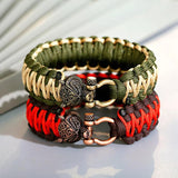 Wolf Head Beads Charm Bracelets for Men Punk Red Thread Bracelet