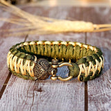 Wolf Head Beads Charm Bracelets for Men Punk Red Thread Bracelet