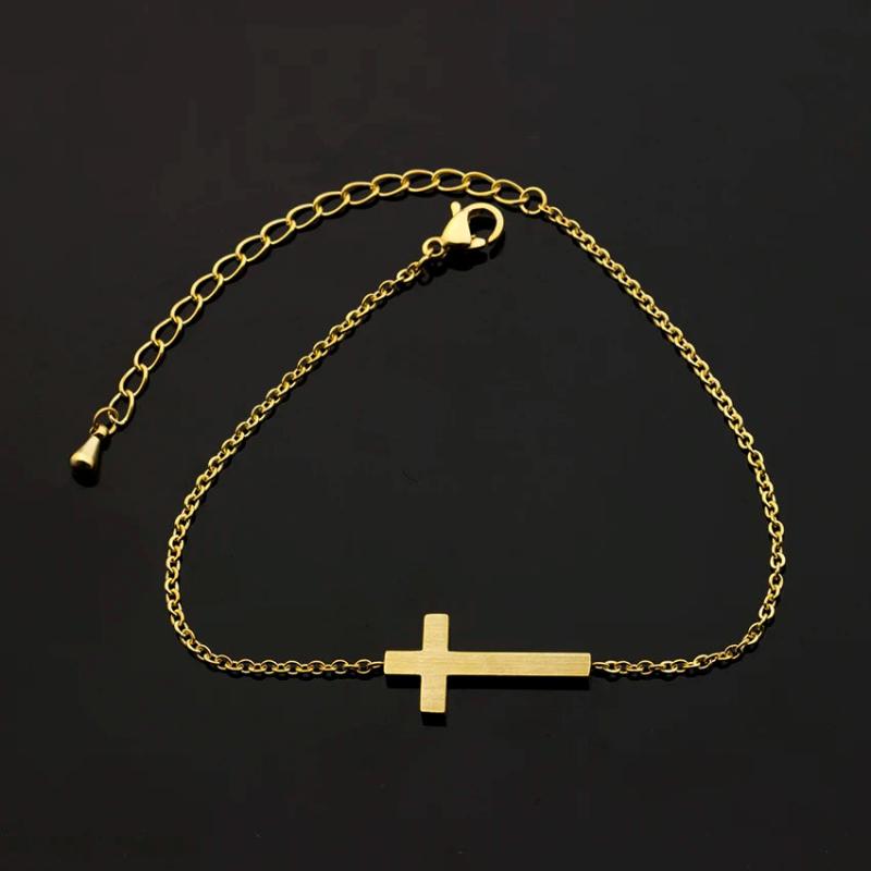 Stainless Steel Cross Bracelet Men Women Christian Jewelry