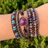Boho Amethysts 5X Layered Wrap Bracelets Vegan Jewelry