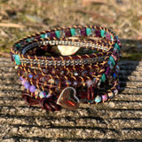 Boho Amethysts 5X Layered Wrap Bracelets Vegan Jewelry