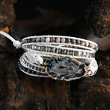 5-Layer Stone Leather Bracelet Mix Stones Wrap Boho Jewelry