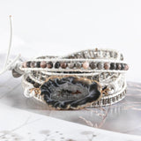 5-Layer Stone Leather Bracelet Mix Stones Wrap Boho Jewelry