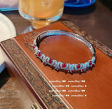 Pink Zircon Vintage Cuff Bangle for Women