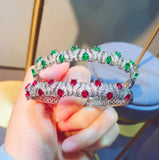 Pink Zircon Vintage Cuff Bangle for Women