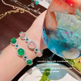 Pink Zircon Vintage Cuff Bangle for Women