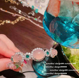 Pink Zircon Vintage Cuff Bangle for Women