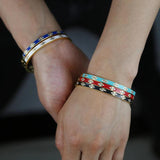 Colorful Enamel Evil Eye Bangle Bracelet for Women