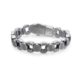 Heavy Round Link Steel Chain Bracelet for Men Vintage Punk Charms Boyfriend Gift