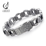 Heavy Round Link Steel Chain Bracelet for Men Vintage Punk Charms Boyfriend Gift