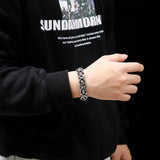 Heavy Round Link Steel Chain Bracelet for Men Vintage Punk Charms Boyfriend Gift