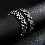 Heavy Round Link Steel Chain Bracelet for Men Vintage Punk Charms Boyfriend Gift