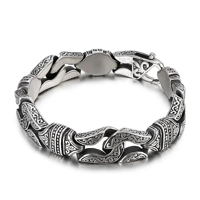 Vintage Boxing Gloves Bracelet Steel Bead Link Chain Retro Carved