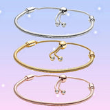 S925 Silver Ball Clasp Bracelet with Rose Charm