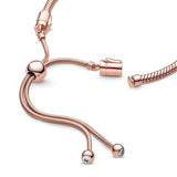 S925 Silver Ball Clasp Bracelet with Rose Charm