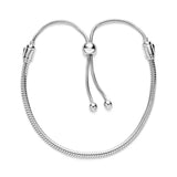 S925 Silver Ball Clasp Bracelet with Rose Charm