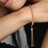 S925 Silver Ball Clasp Bracelet with Rose Charm