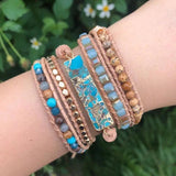 Natural Crystal Cave Stone 5X Wrap Wristband Bracelet