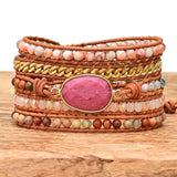 Natural Crystal Cave Stone 5X Wrap Wristband Bracelet
