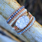 Natural Crystal Cave Stone 5X Wrap Wristband Bracelet