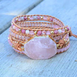 Natural Crystal Cave Stone 5X Wrap Wristband Bracelet