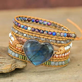 Natural Crystal Cave Stone 5X Wrap Wristband Bracelet
