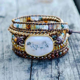 Natural Crystal Cave Stone 5X Wrap Wristband Bracelet
