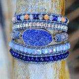 Natural Crystal Cave Stone 5X Wrap Wristband Bracelet