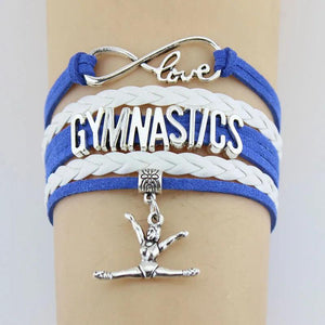 10PC/lot Gymnastics Pole Dance Sports Love Antique Silver Plated Charm Bracelets