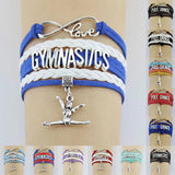 10PC/lot Gymnastics Pole Dance Sports Love Antique Silver Plated Charm Bracelets