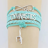 10PC/lot Gymnastics Pole Dance Sports Love Antique Silver Plated Charm Bracelets