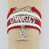 10PC/lot Gymnastics Pole Dance Sports Love Antique Silver Plated Charm Bracelets